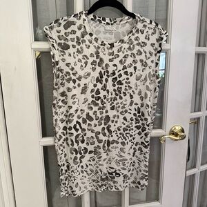 AllSaints Mangla Brooke Black and White Boxy Sleeveless Muscle Tee - Small